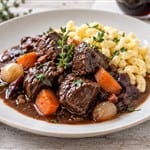 Soft Deer Goulash in Port Wine Vegetables